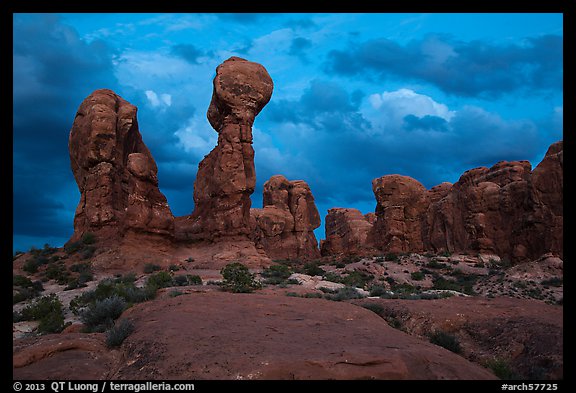 Garden of Eden at dusk. Arches National Park, Utah, USA.