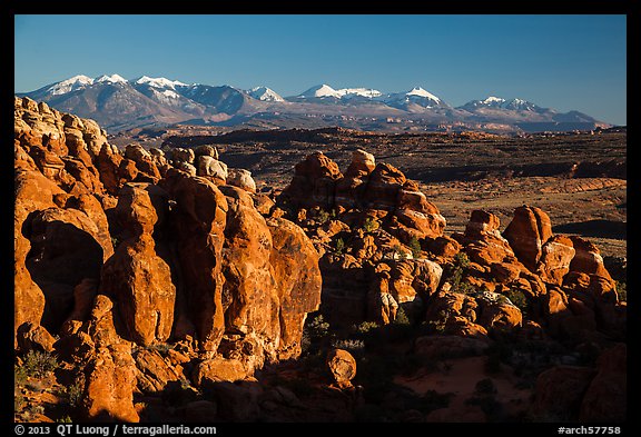 Fiery Furnace and La Sal Mountains. Arches National Park, Utah, USA.