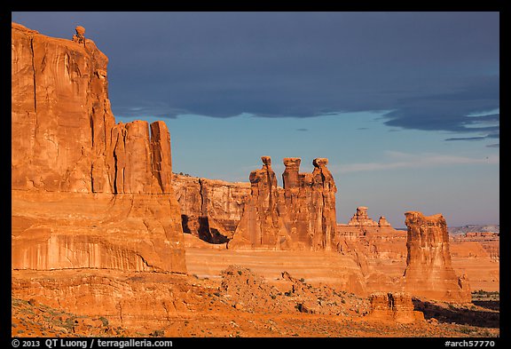 Three Gossips and Courthouse towers, early morning. Arches National Park (color)