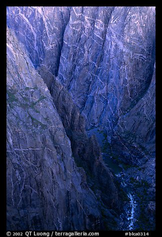 Depths of the canyon from Chasm view, North rim. Black Canyon of the Gunnison National Park, Colorado, USA.