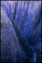 Depths of the canyon from Chasm view, North Rim. Black Canyon of the Gunnison National Park, Colorado, USA.