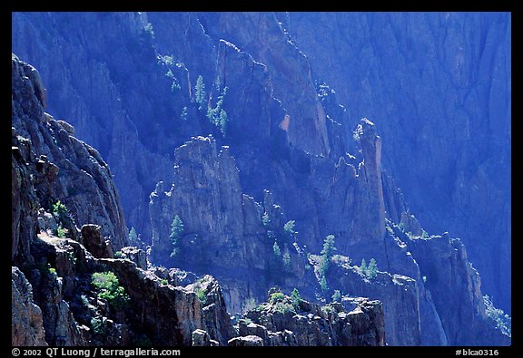 Blue hues from Island peaks view, North rim. Black Canyon of the Gunnison National Park, Colorado, USA.