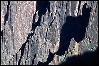 Detail of canyon wall from Kneeling camel view, North rim. Black Canyon of the Gunnison National Park, Colorado, USA. (color)