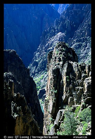 Pinnacles and spires, Island peaks view, North rim. Black Canyon of the Gunnison National Park, Colorado, USA.