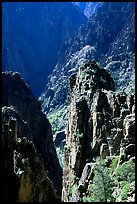 Pinnacles and spires, Island peaks view, North Rim. Black Canyon of the Gunnison National Park, Colorado, USA.