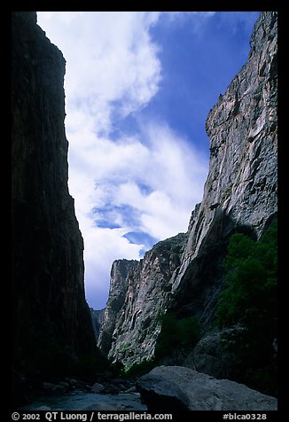 View of canyon walls from  Gunisson river. Black Canyon of the Gunnison National Park (color)