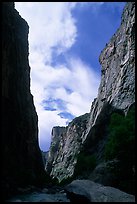 View of canyon walls from  Gunisson river. Black Canyon of the Gunnison National Park, Colorado, USA.