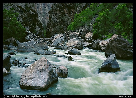 Boulders and rapids of  Gunisson River. Black Canyon of the Gunnison National Park, Colorado, USA.