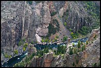 Gunnison River in autumn from above. Black Canyon of the Gunnison National Park, Colorado, USA. (color)