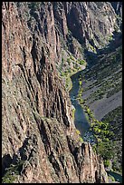 Cliffs and river in autumn. Black Canyon of the Gunnison National Park, Colorado, USA. (color)