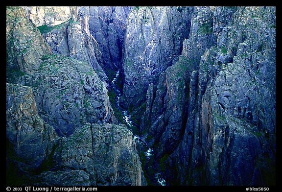 Deep and narrow gorge seen from Chasm view. Black Canyon of the Gunnison National Park, Colorado, USA.