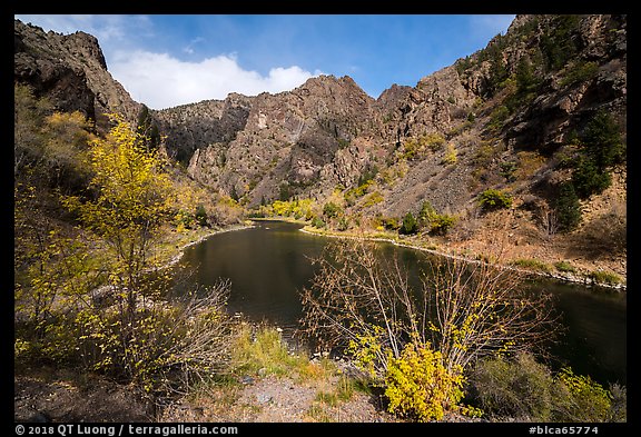 Gunnison River and cliffs at East Portal in autumn. Black Canyon of the Gunnison National Park (color)