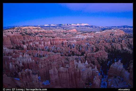 Bryce Amphitheater from Sunset Point, dusk. Bryce Canyon National Park (color)
