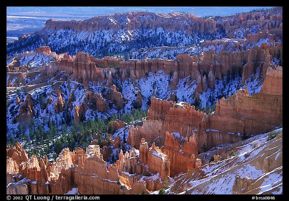 Hoodoos and blue snow from Inspiration Point. Bryce Canyon National Park, Utah, USA.