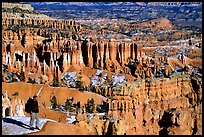 Hiker with panoramic view on Navajo Trail. Bryce Canyon National Park, Utah, USA.