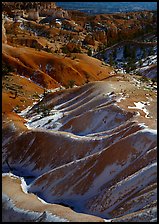 Hill ridges and snow in Bryce Amphitheatre. Bryce Canyon National Park, Utah, USA. (color)