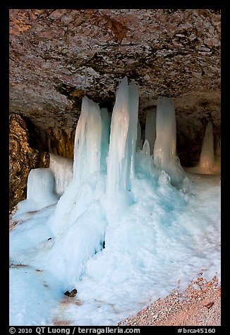 Thick ice stalictites in Mossy Cave. Bryce Canyon National Park (color)
