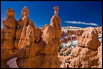 Capped hoodoos and amphitheatre. Bryce Canyon National Park ( color)