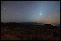 Bryce Amphitheater under starry sky at night. Bryce Canyon National Park ( color)
