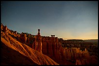 Thor Hammer and amphitheater at night. Bryce Canyon National Park, Utah, USA.