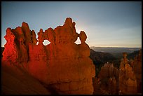 Hoodoos at night with backlight from moon. Bryce Canyon National Park, Utah, USA.