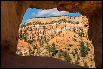 Mesa seen through natural window of Tower Bridge. Bryce Canyon National Park ( color)