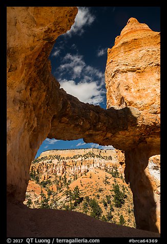 Tower Bridge framing mesa with hoodoos. Bryce Canyon National Park (color)