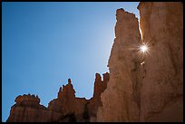 Sun shining between hoodoos. Bryce Canyon National Park ( color)