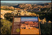 Hike the Hoodoos Rim Trail interpretive sign. Bryce Canyon National Park, Utah, USA.