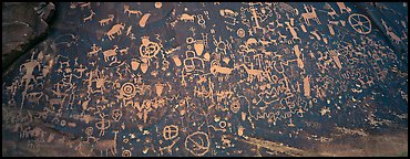 Petroglyphs on rock slab, Needles District. Canyonlands National Park (Panoramic color)