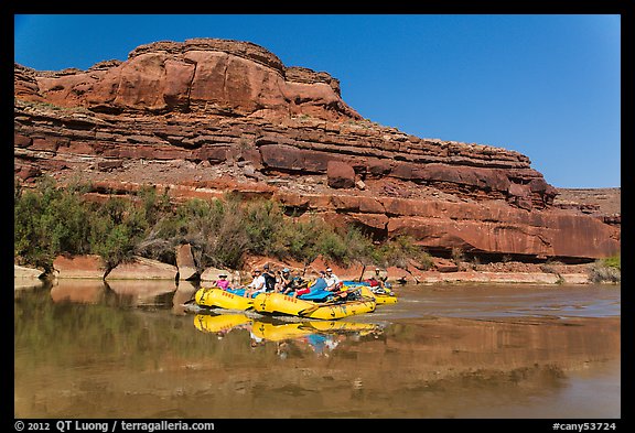 Rafts and cliffs, Colorado River. Canyonlands National Park (color)