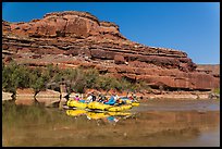 Rafts and cliffs, Colorado River. Canyonlands National Park, Utah, USA.