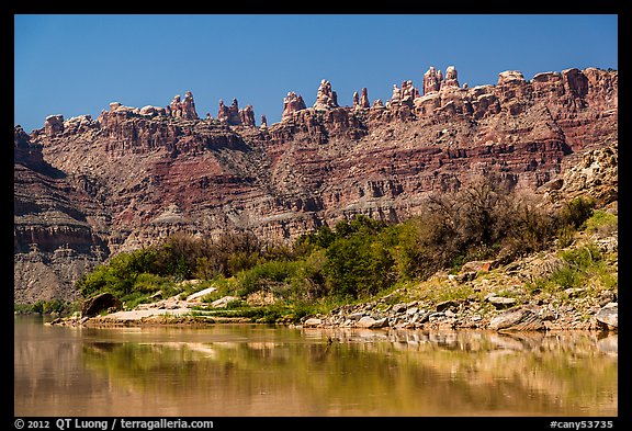 Doll House seen from the Colorado River. Canyonlands National Park, Utah, USA.