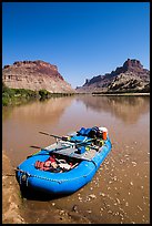 Raft at Spanish Bottom. Canyonlands National Park, Utah, USA. (color)