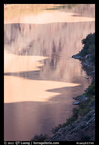 Cliff shadows and Colorado River. Canyonlands National Park (color)