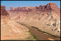 Distant views of rafts floating Colorado River. Canyonlands National Park ( color)