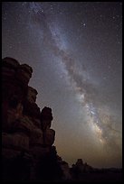 Doll House pinnacles and Milky Way. Canyonlands National Park, Utah, USA. (color)