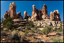 Whimsical spires, Doll House, Maze District. Canyonlands National Park, Utah, USA. (color)