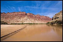 Colorado River and shore near its confluence with Green River. Canyonlands National Park, Utah, USA.