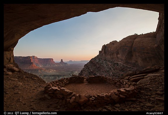 Alcove with False Kiva at sunset. Canyonlands National Park (color)