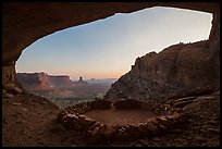 Alcove with False Kiva at sunset. Canyonlands National Park, Utah, USA. (color)