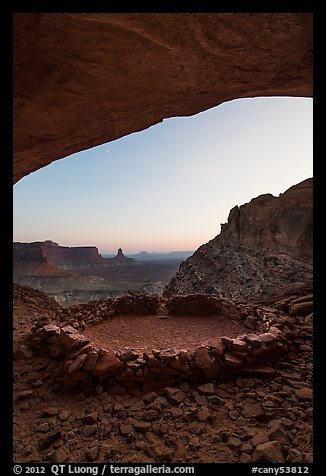 False Kiva stone circle at dusk. Canyonlands National Park (color)