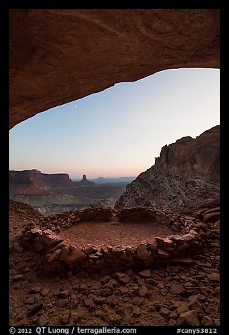 False Kiva stone circle at dusk. Canyonlands National Park, Utah, USA.