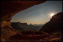 False Kiva, moon, and stars. Canyonlands National Park, Utah, USA. (color)