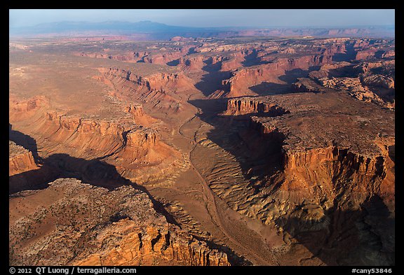 Aerial view of Taylor Canyon. Canyonlands National Park, Utah, USA.