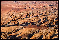 Aerial view of Chocolate Drops and Maze. Canyonlands National Park, Utah, USA.