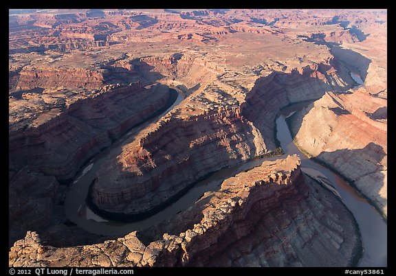 Aerial view of confluence of Green and Colorado River. Canyonlands National Park, Utah, USA.