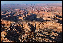 Aerial view of pinnacles and canyons, Needles. Canyonlands National Park, Utah, USA. (color)