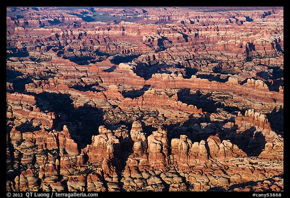 Aerial view of pinnacles, Needles District. Canyonlands National Park (color)