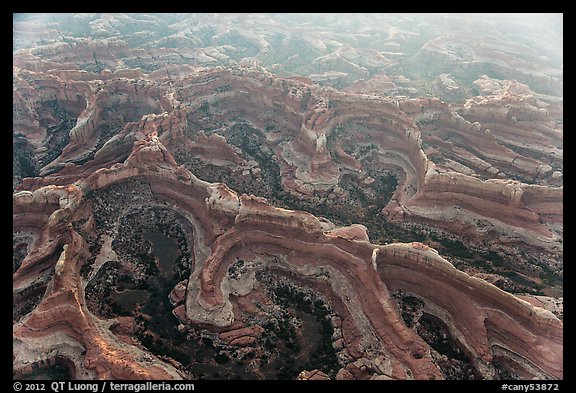 Aerial view of canyons, Needles. Canyonlands National Park, Utah, USA.